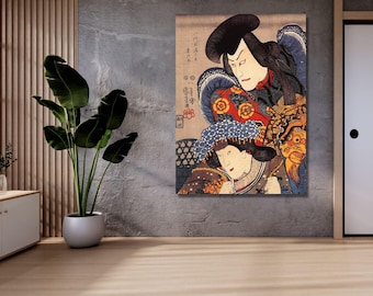 日本の幽霊船の版画、日本の木版画、船乗り徳蔵の物語、歌川国芳桑名