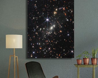 NASA Deep Field Canvas Art, Galaxy Space Print, Kids Room Decor