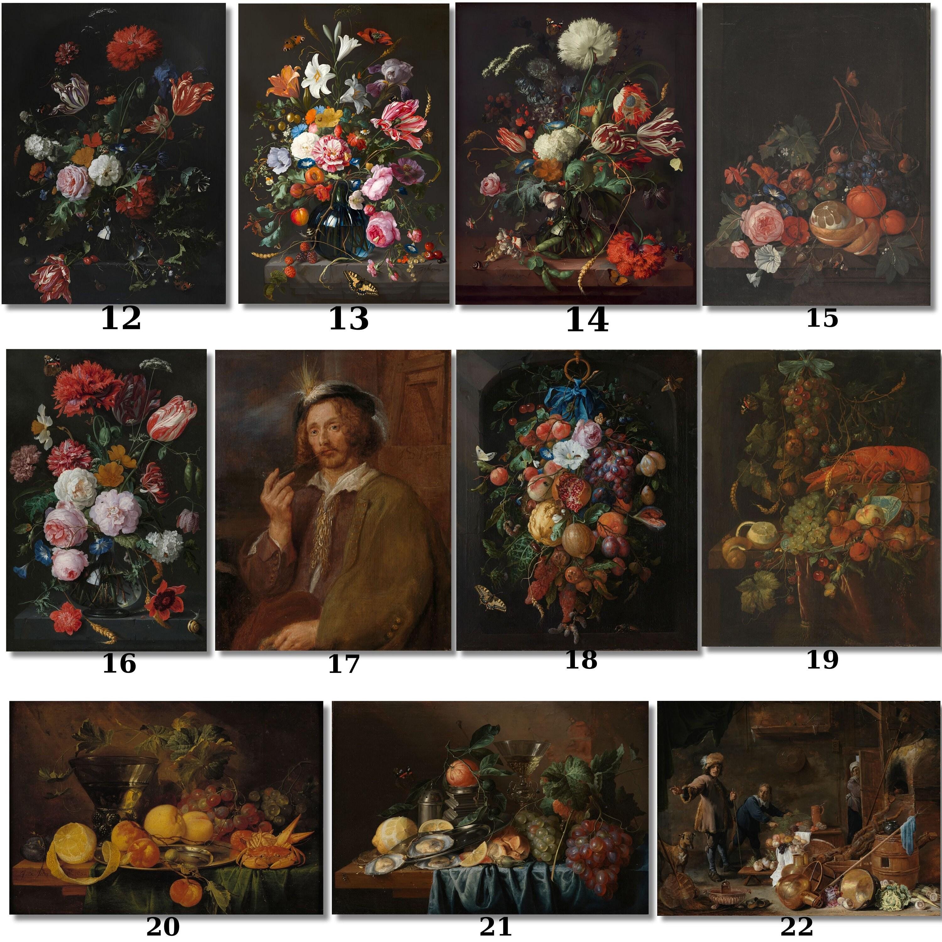 ヤン・ダヴィッツ・デ・ヘーム作「花瓶の花」1670年複製キャンバス壁