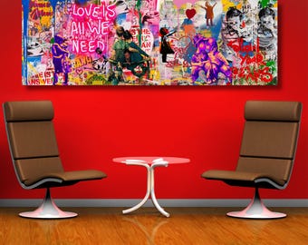 Arte en lienzo de Banksy, arte de pared de grafiti, póster en lienzo de Banksy, niña con globo, decoración del hogar, arte de pared para habitación de niño, impresión artística de grafiti callejero, regalo