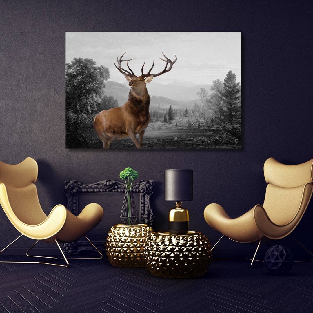Deer Canvas Wall Art Wild Deer Poster Wild Life Canvas Animal Wall Art