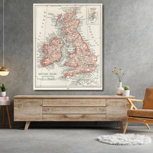 Universal Atlas of the World, een cartografische kaart van de Britse eilanden kaart canvas prachtige vintage oorlogskaart van de Britse kaart poster kunst aan de muur