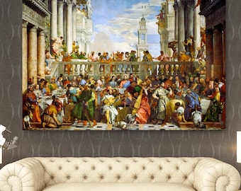 Paolo Veronese, The Wedding At Cana Canvas, Reproduction Oil Painting Print - Archival Giclee, Stretched, Rolled, Framed Sizes