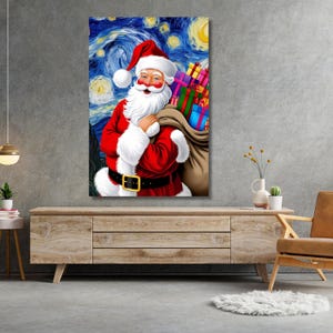 Retro Santa Christmas Artful Christmas Canvas Wall Art Decore Holiday Printable Santa Wall Art Seasonal Wall Art Decor Santa gift print