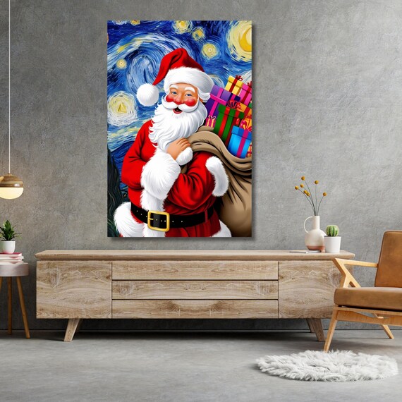 レトロなサンタクリスマス芸術的なクリスマスキャンバス壁アート