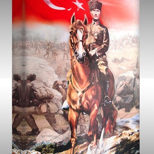 Ataturk Canvas Wall Art,Ataturk Riding Horse,Ataturk Poster,Ataturk Canvas,Turkish Wall Art,Mustafa Kemal Art, Ataturk Home decor wall art