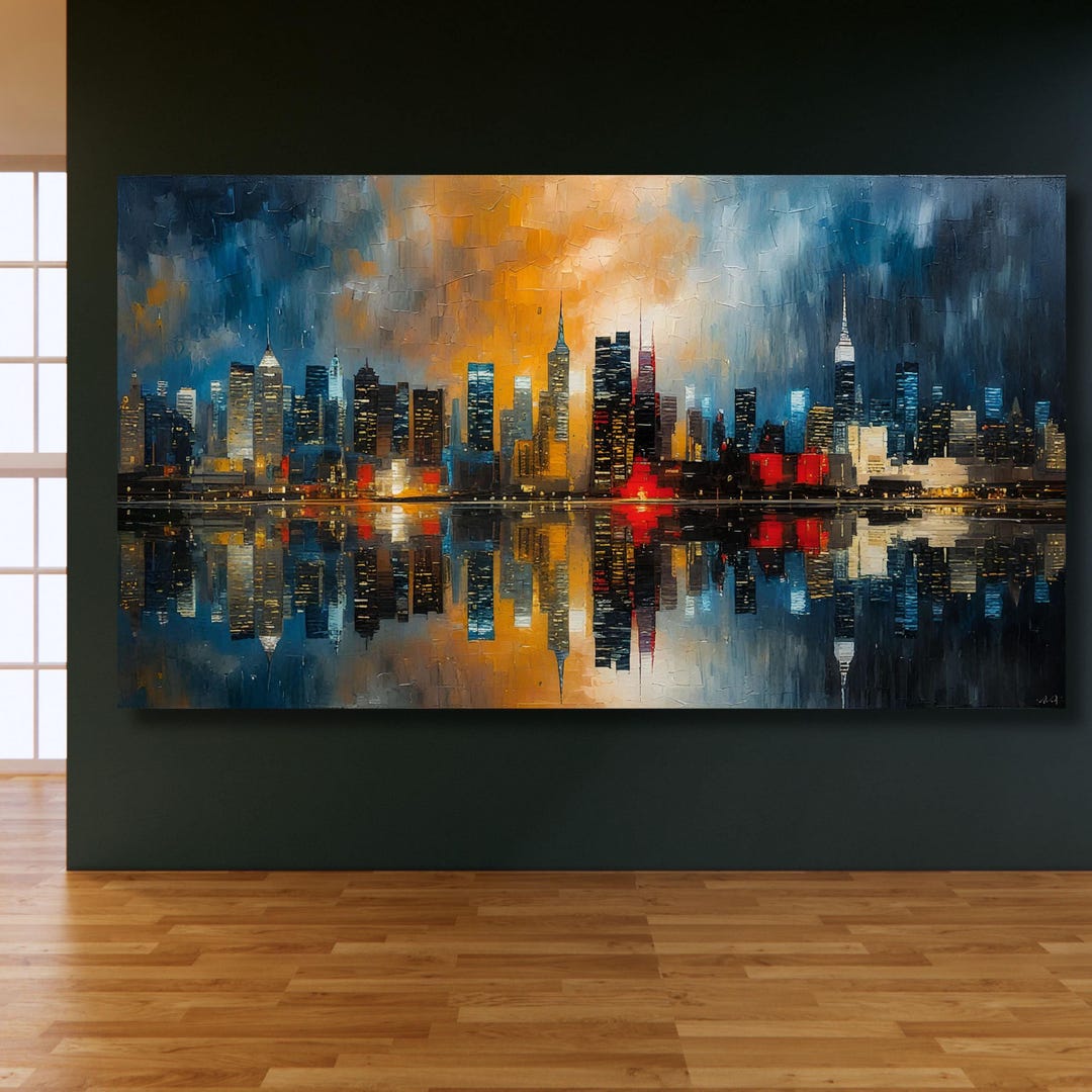 ニューヨークのキャンバスウォールアート、マンハッタンの抽象的な風景