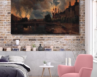 Large Framed Vintage Canvas Wall Art background Study of a landscape before Wildflower Field Gallery Wrapped Giclee Wall Decor