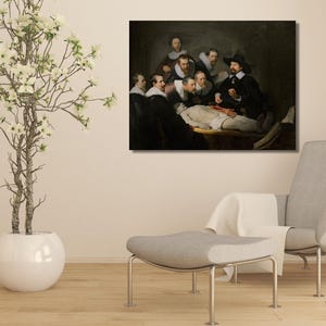 Rembrandt the anatomy lesson of dr. nicolaes tulp 1632 Canvas Wall Art Dinning Room Decor Rembrandt Wall Decor Canvas Art Paintings Canvas