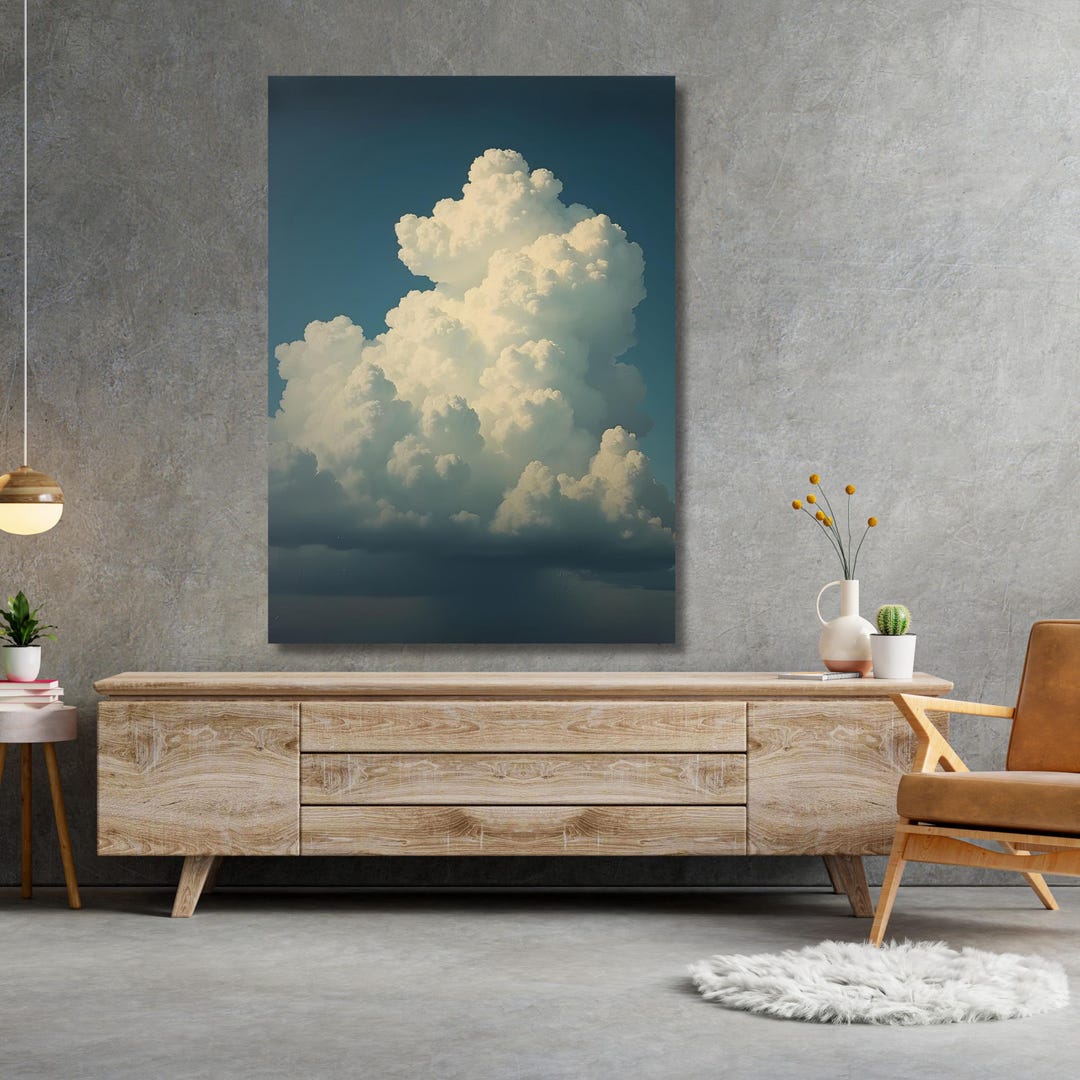 Cloud Canvas Wall Art Large Cloudy Sky Painting Cloud Painting White ...
