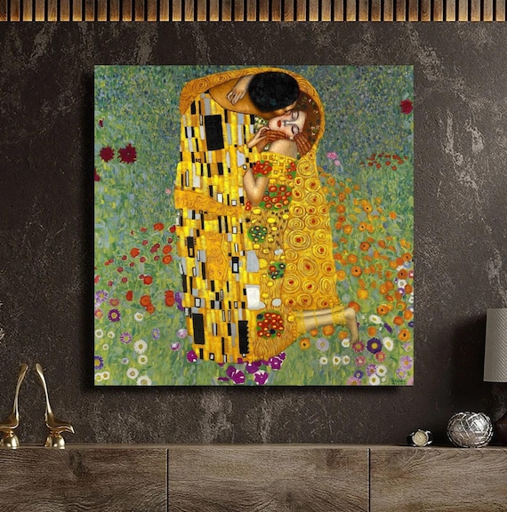 Gustav Klimt Kiss Canvas Wall Art Klimt Exhibition Poster Gustav