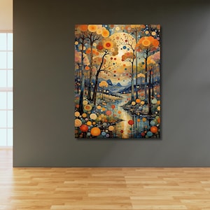 Cuadro de Klimt "Campo de flores silvestres", Cuadro enmarcado de Gustav Klimt, Póster del árbol de la vida, Cuadro extragrande de Klimt listo para colgar