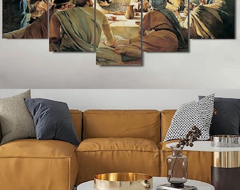 Last Supper Canvas Wall Art 5 Pieces Balance Panel Last Supper The Last Supper Painting Christian Wall Art Jesus Picture Framed Decor Gift