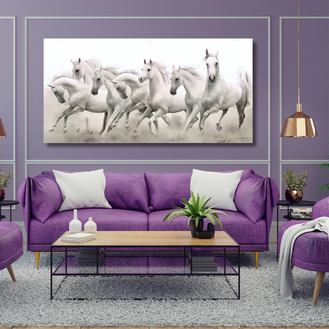 Horses Wall Art Large 7 Running White Horses Canvas Print Horses Wall