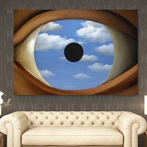 Rene Magritte Canvas Wall Art The False Mirror Rene Reproduction Wall art Rene Magritte Eye Gift Decor Surrealism Canvas Print Magritte art