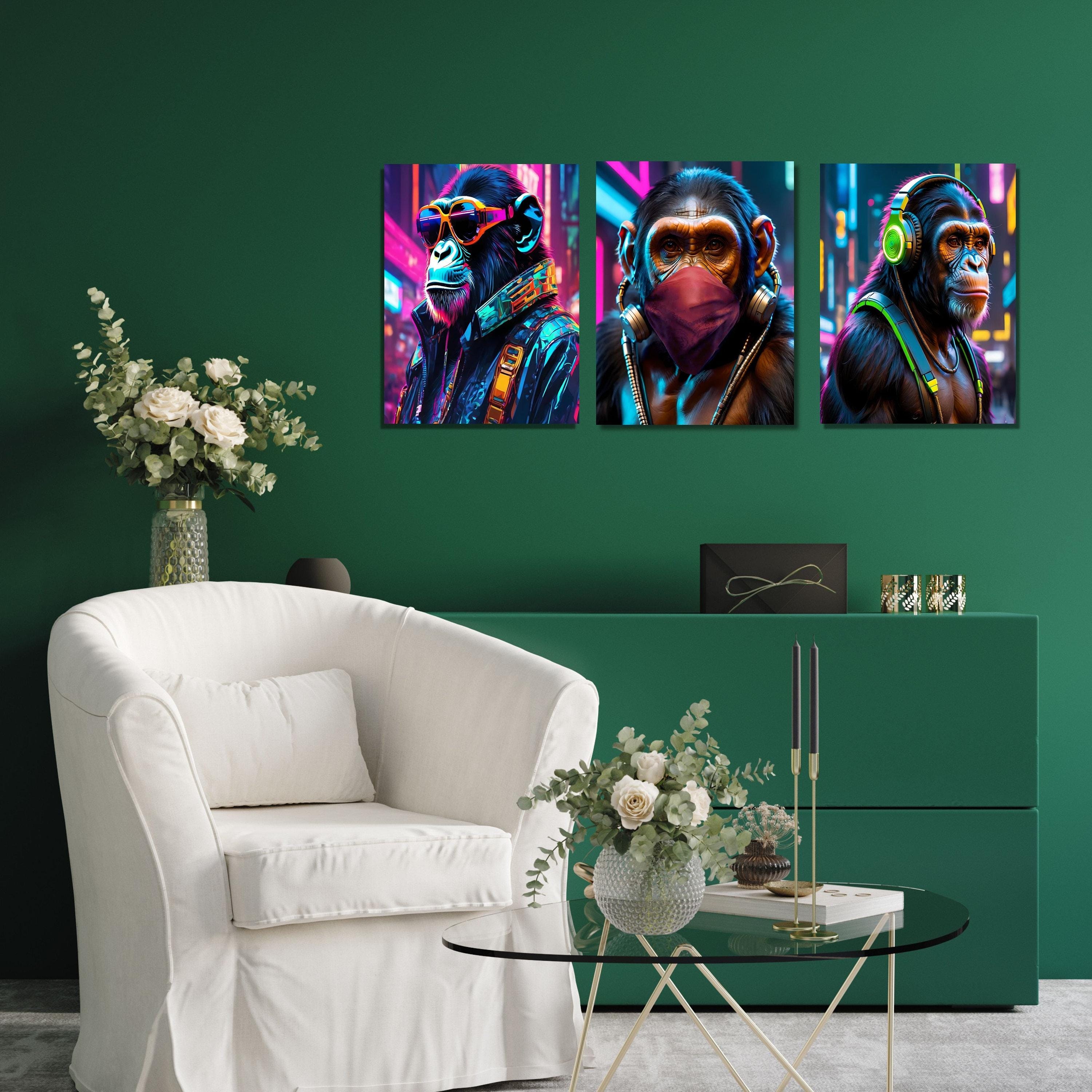 Set of 3 See No Evil Hear No Evil Speak No Evil Canvas Wall