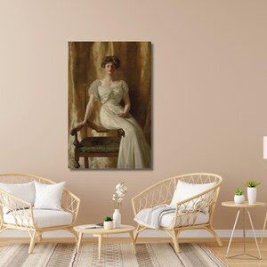 John Collier Exhibition Poster,Portrait of The Hon Mrs Harold Ritchie by John Collier Canvas Print Art John Collier Raphaelesque Head art