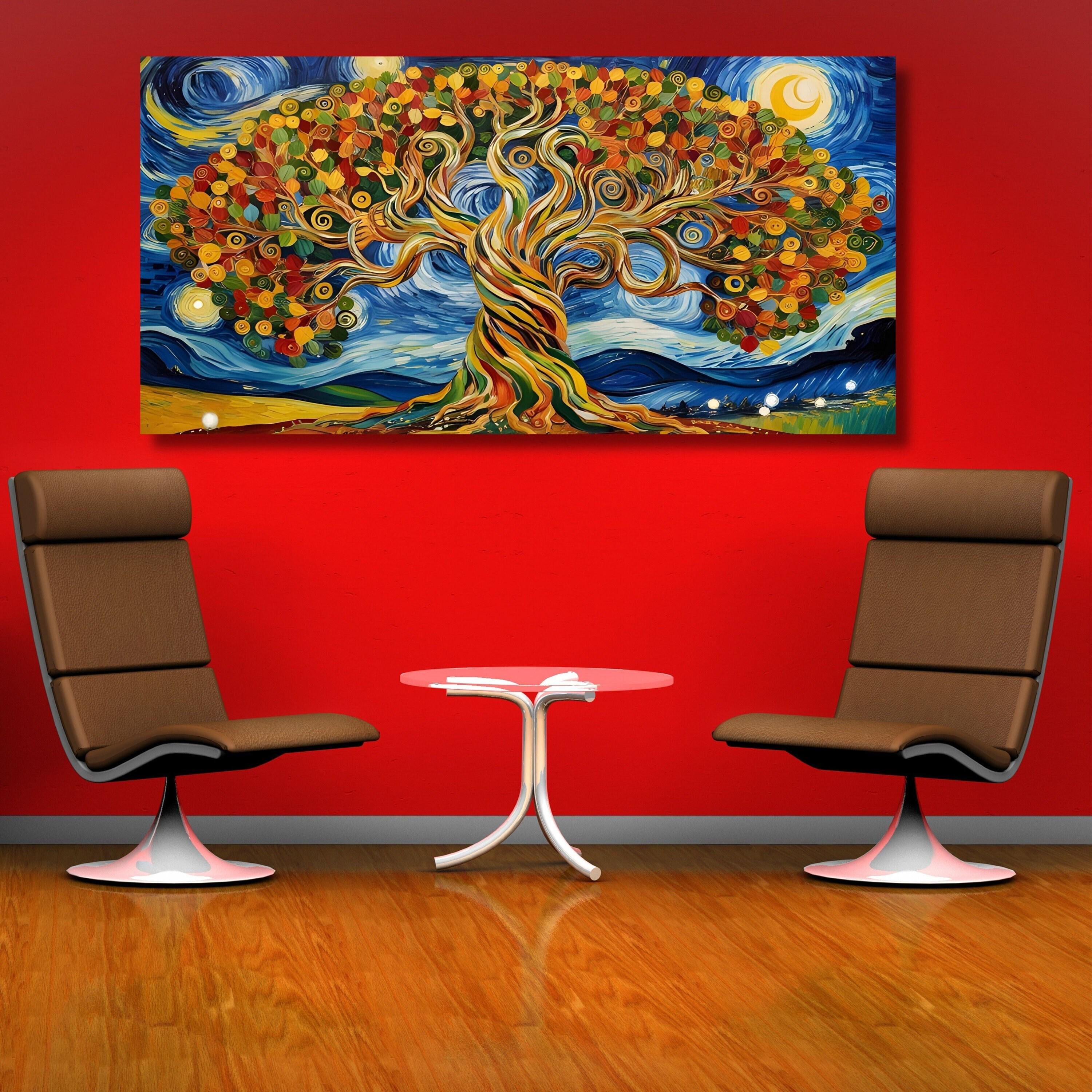 生命の樹 グスタフ・クリムト キャンバス壁アート、ゴッホの「星月夜