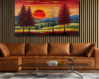 Sunset Tree of Life Canvas Print, Seascape Wall Art