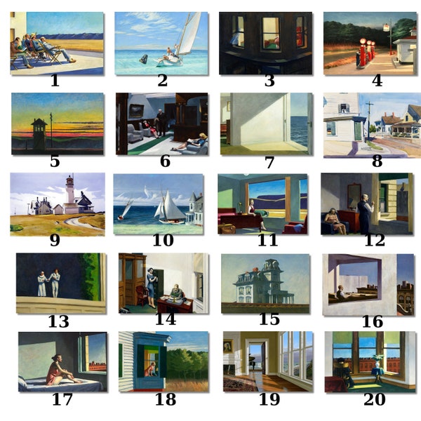 Art mural sur toile Edward Hopper, art mural moderne, impression d'Edward Hopper, art mural personnalisé Edward Hopper Choisissez l'une des 38 oeuvres d'art de Rothko