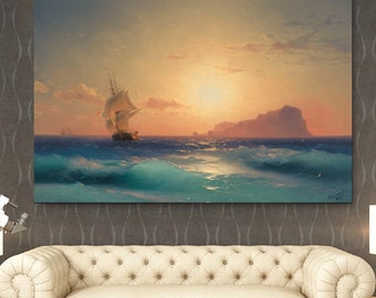 Ivan Aivazovsky Sunset over Ischia (1873)Canvas Wall Art Ivan Aivazovsky Reproduction Decor Art Print Ivan Aivazovsky Exhibition Artwork art