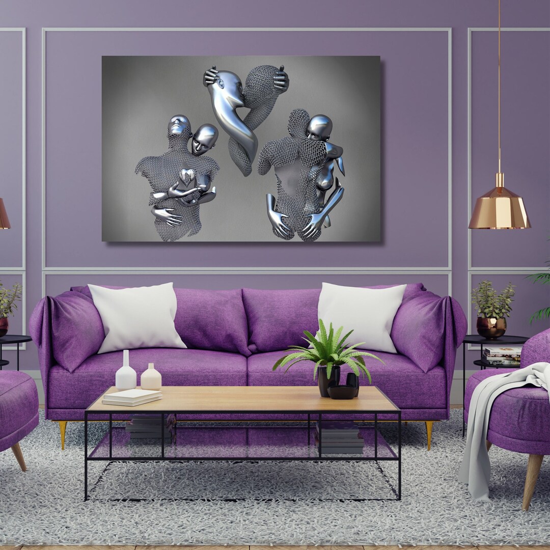 Silver Canvas Wall Art, Silver Gold Home Decor, Silver Wall Art Silver