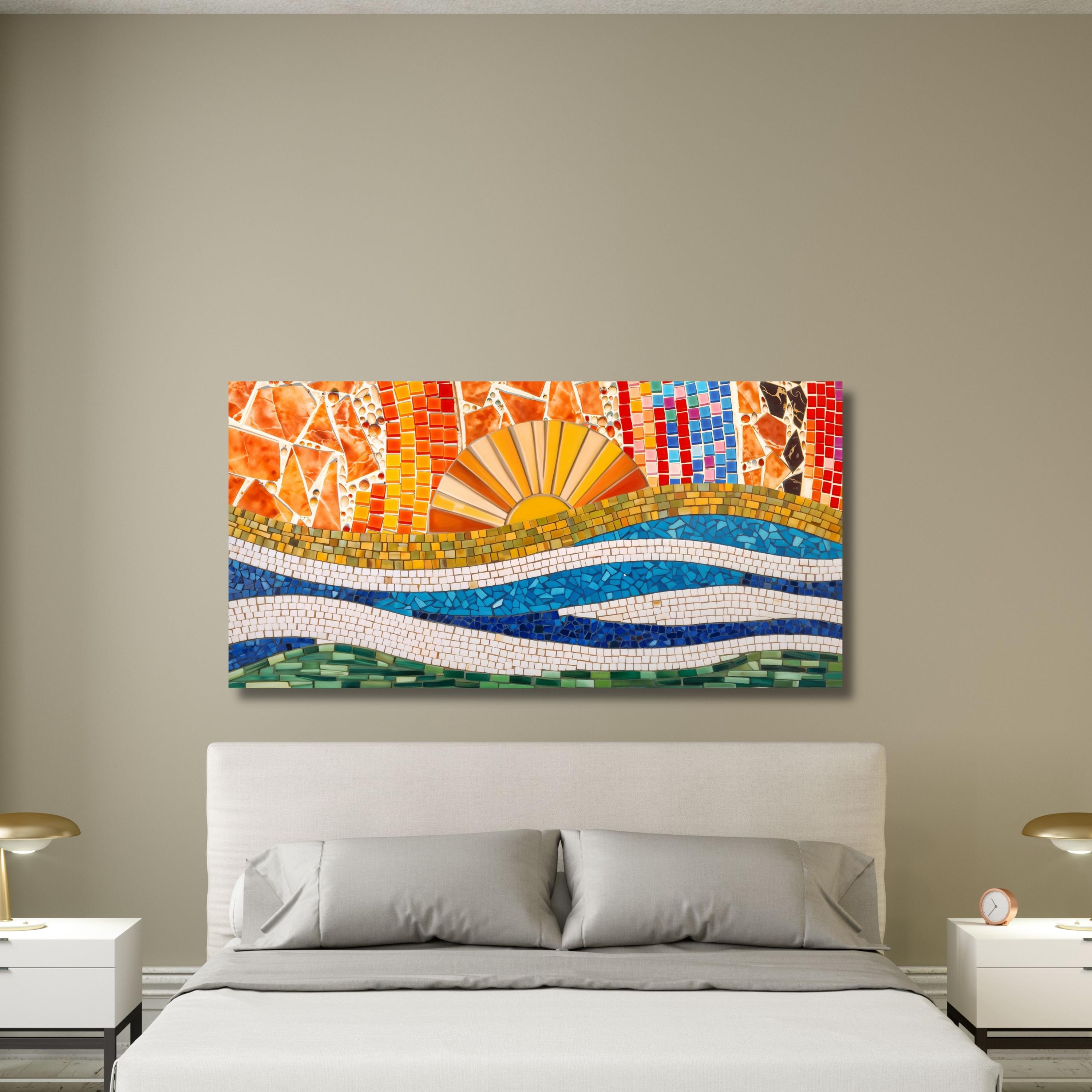 Stampa Su Tela Paesaggio Marino Viola InstyleArt - 100x70 Cm, Telaio In Legno, Pronta Da Appendere - 5