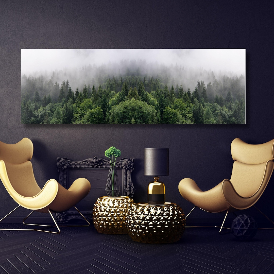 Panoramic Foggy Forest Canvas Wall Art Forest Wall Art, Nature Wall Art ...