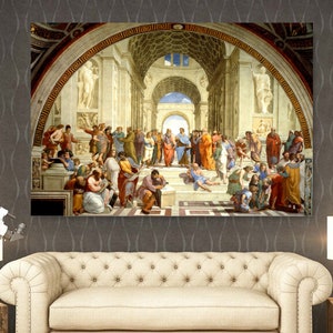 Raffaello Sanzio School of Athens Canvas Gallery Exhibition Poster/Wall Art Print,The School of Athens by Raffaello Sanzio Canvas Home Decor