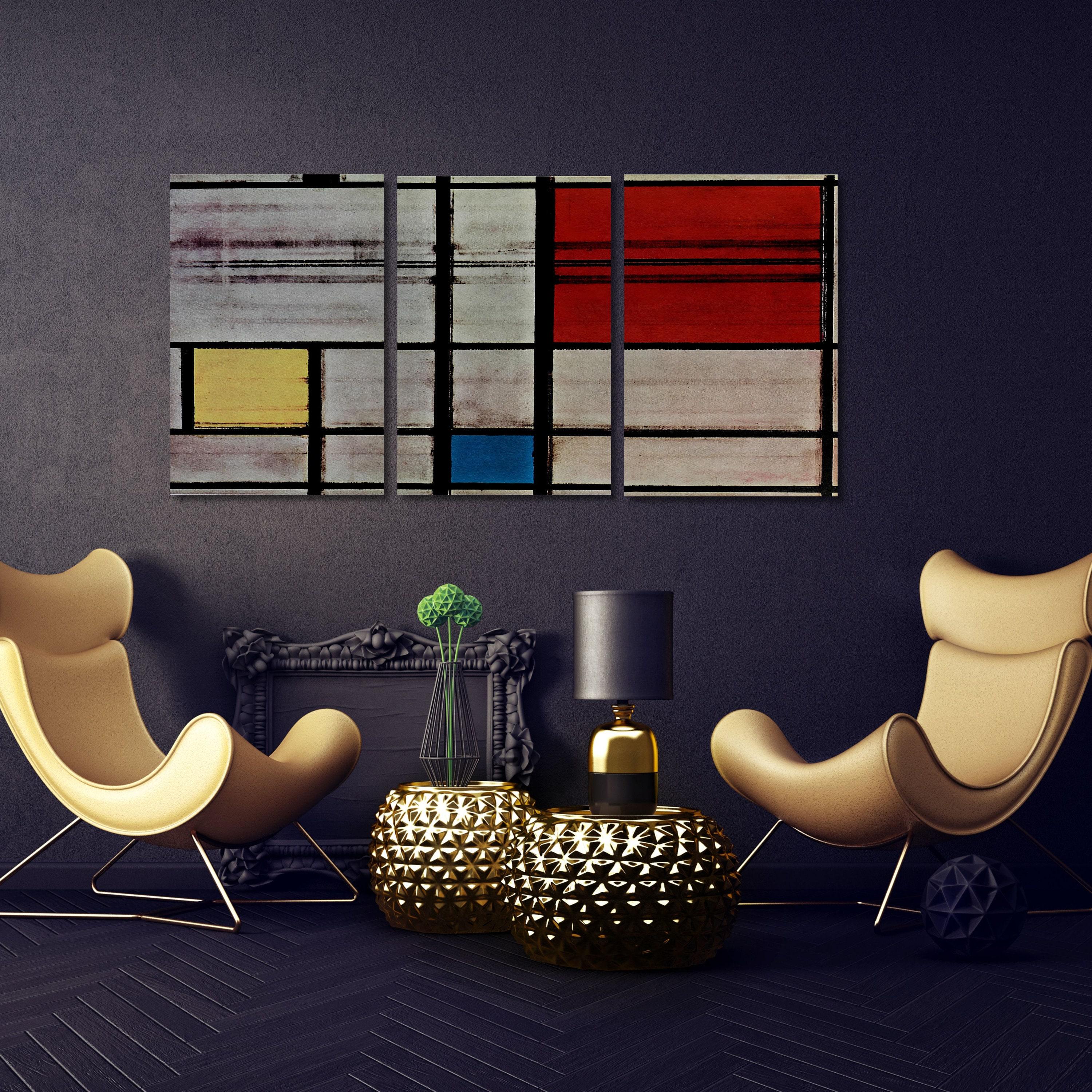 Set of 3 Piet Mondrian Canvas Wall Art Print Modern Gallery Wall Set ...