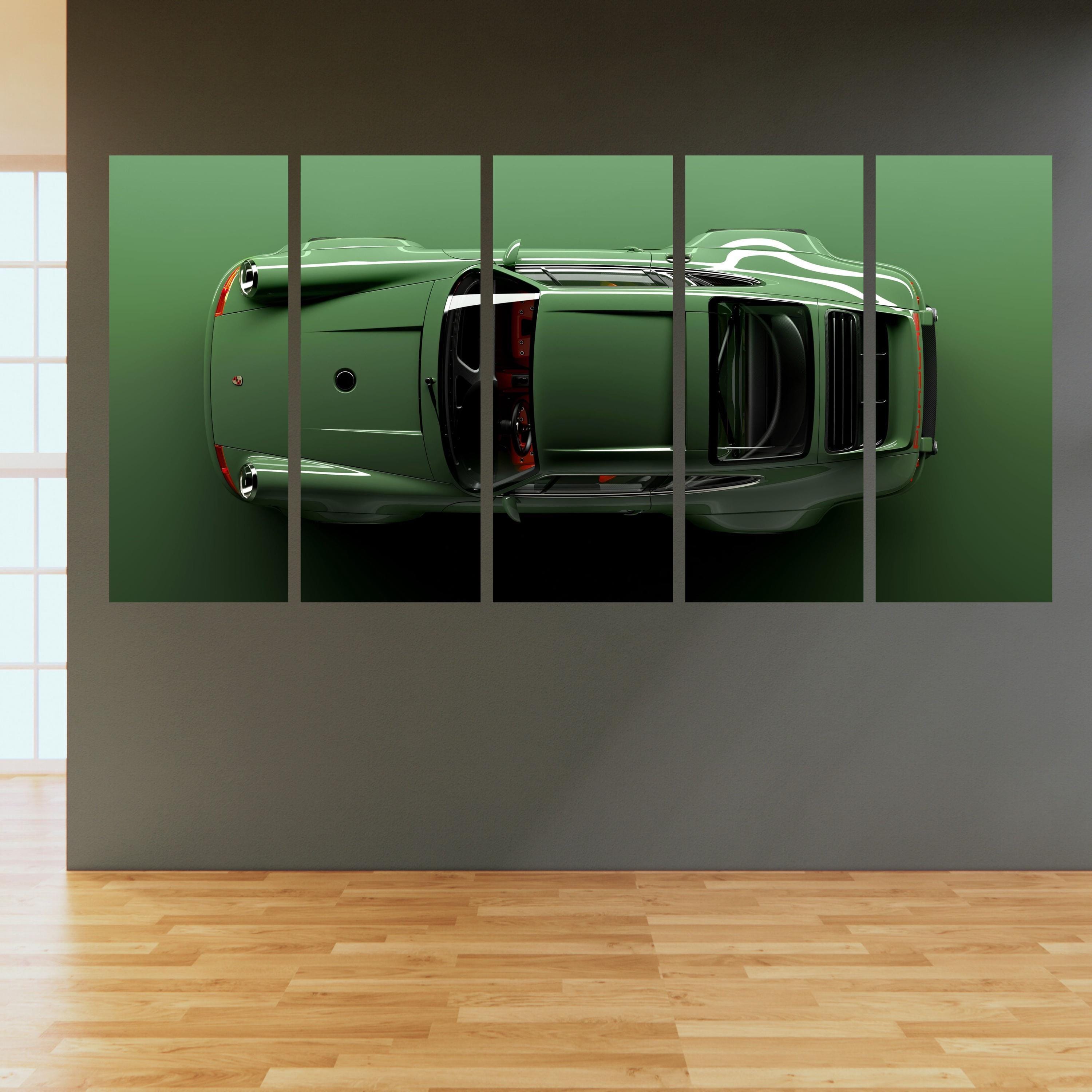 グリーン ポルシェ 911 カレラ キャンバス ウォールアート、ポルシェ 