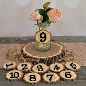 Rustic Wood Slice Wedding Table Numbers: Boho Barn Decor