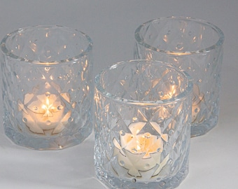 Crystal Geometric Tealight Candle Holder: Wedding Table Centerpiece (7.5cm x 7cm)