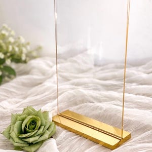 Gold Mirror Acrylic Sign Frame • Portrait Table Number Holder