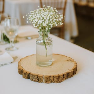 Rustic Wood Log Slice: Boho Wedding Cake Stand, Charger Plate image 2