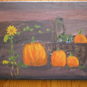 Pumpkin Basket acrylic painting