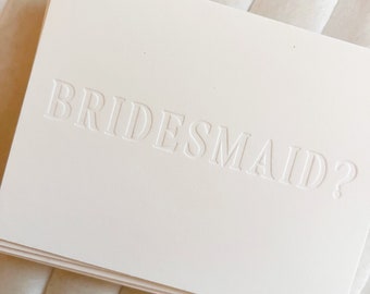 Bridesmaid Proposal Card Set - Minimalist and Simple Wedding Party Proposal Set (White)