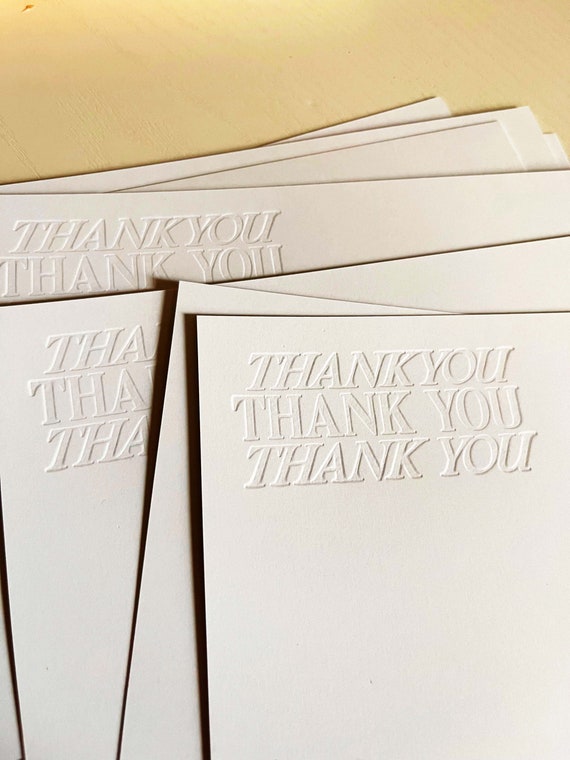 Thank You Card - Minimalist and Simple Letterpress Notecard Set (White)