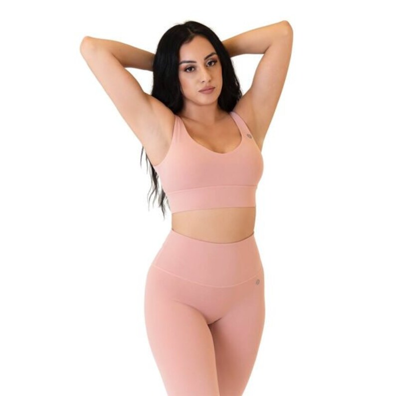 Pink Matching Workout Bra Top and High Waist Leggings - Etsy