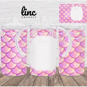 PNG- 12oz Straight Sippy Cup Template- Mermaid Sippy Wrap with Blank Cloud - Digital Download