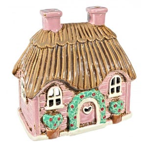 Tea Light House | Ceramic Cottage Ornament | Rustic Miniature Cottage Decoration | Country Cottage Collectable | Garden & Home Décor