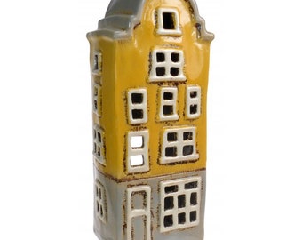 Yellow Ceramic Tealight House