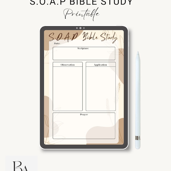 S.O.A.P Bible Study Printable | SOAP Bible Study | Digital Bible Study Template | SOAP Bible Study Printable Template | SOAP | Bible Study