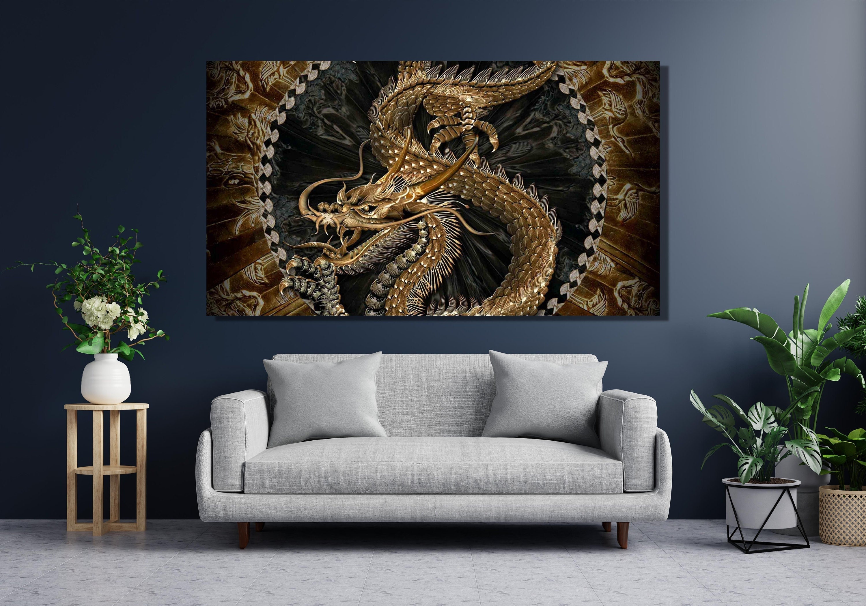 DIARQT Decorative paintings Pictures For Living Room Home Decorative Ship And Black Dragon Painting Modern Wall Picture Wall art painting-16x24inch 