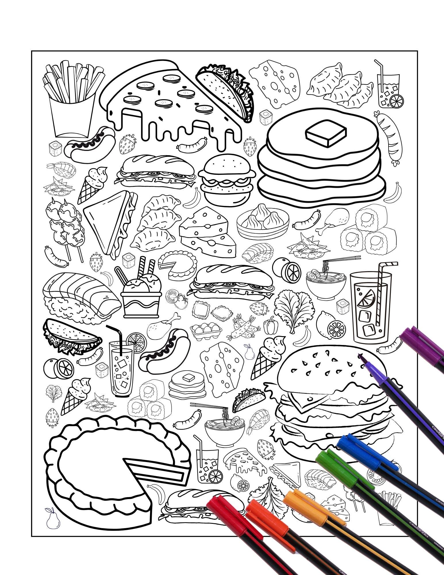 33 Awesome Food Crafts for Kids To Keep Them Entertained 23 Food Coloring Page for Kids and Adults, Printable Food Activity,…