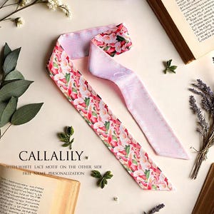 Callalily Scarf | Personalized handbag scarf | Handbag scarf | Skinny scarf | Flower Theme skinny scarf | Handbag handle wrap