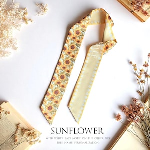 Sunflower Scarf | Personalized handbag scarf | Handbag scarf | Skinny scarf | Flower Theme skinny scarf | Handbag handle wrap