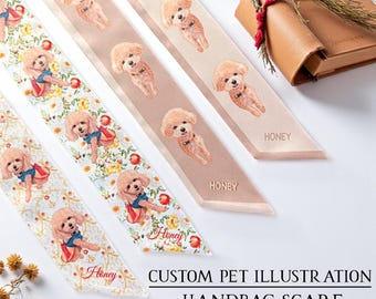Custom Pet Portrait Purse Scarf: Personalized Handbag Accessory
