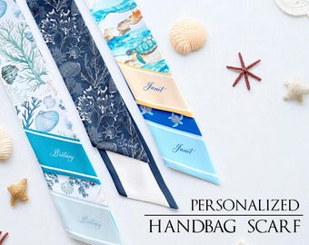 Ocean Theme Skinny Scarf: Personalized Handbag Accessory