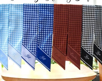 Houndstooth Satin Skinny Scarf: Color Customizable Handbag Handle Wrap